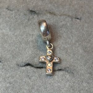Pandora Silver and crystal Cross bracelet charm
